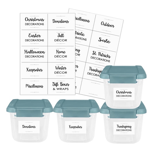 Mintitude Waterproof Storage Stickers for Organizing Bins and Containers, Preprinted Home, Garage, Basement Organization Labels (20 Pack) 20