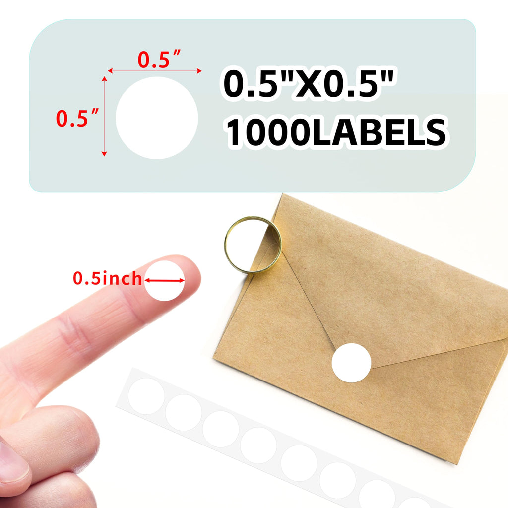 1/2 inch Round Color Coding Labels, 1000pcs Circle Dot Stickers, White 1 Roll-1000PCS