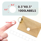 1/2 inch Round Color Coding Labels, 1000pcs Circle Dot Stickers, White 1 Roll-1000PCS
