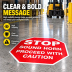 5 Pack Stop Sound Horn Proceed With Caution Stickers 17 × 17 Inches