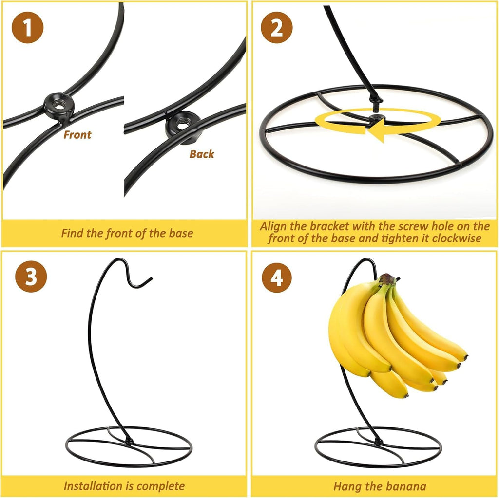 CAPHONT 2 Pack Banana Holder Stand Black Detachable Banana Stand Metal 2pcs