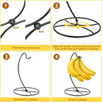 CAPHONT 2 Pack Banana Holder Stand Black Detachable Banana Stand Metal 2pcs