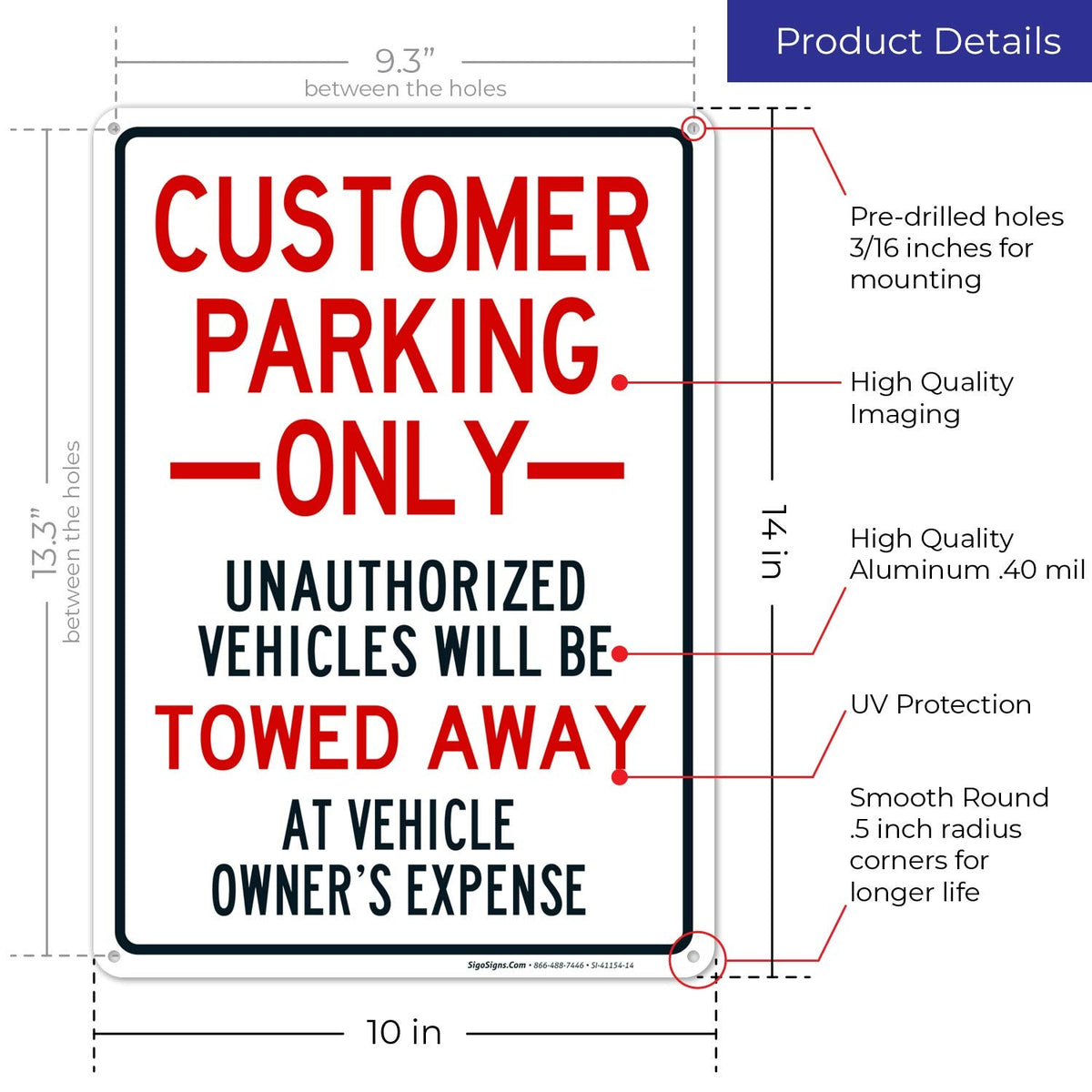 Customer Parking Only Sign,
