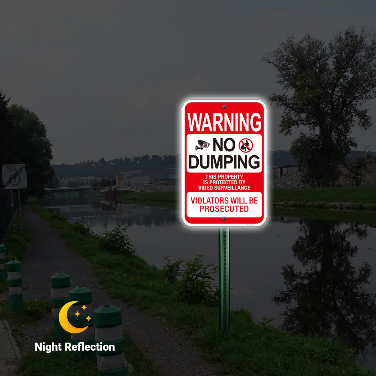 (2 Pack) No Dumping Signs, Property Protected by Video Surveillance Sign