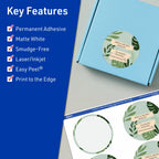 Avery TrueBlock Matte White Round Labels, Sure Feed Technology, 3" Diameter, 150 Matte White Labels, Print-to-The-Edge, Laser/Inkjet Printable, Great for Packaging and Product Merchandising 150 labels