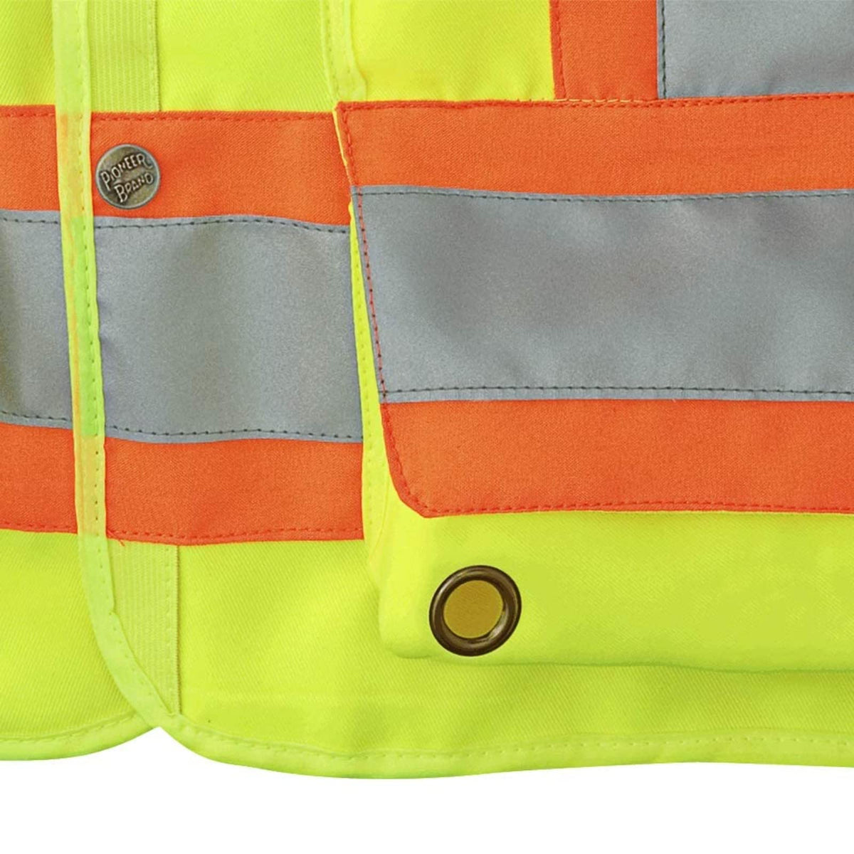 Pioneer Hi Vis Surveyor's Safety Vest - Engineer Style - Breathable Mesh & Reflective Tape - 7 Pockets - Hi Vis Yellow/Green Medium