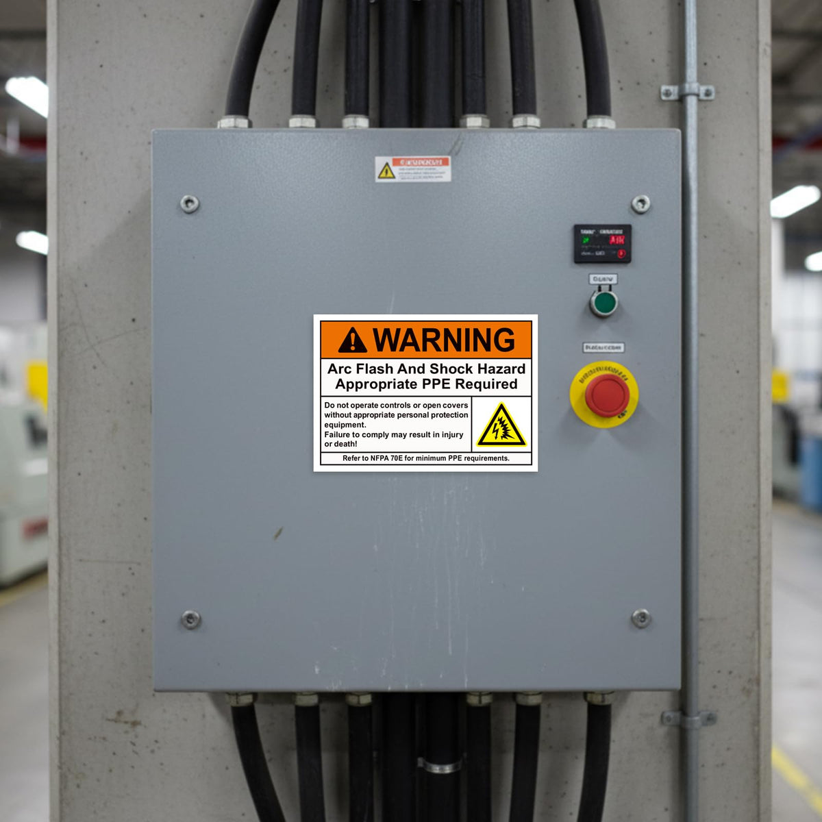 Novabright 10 Pack WARNING Arc Flash and Shock Hazard Appropriate PPE Required Label 5 x 3.5 Inch Electrical Hazard Safety Sign Vinyl Label for Workplace