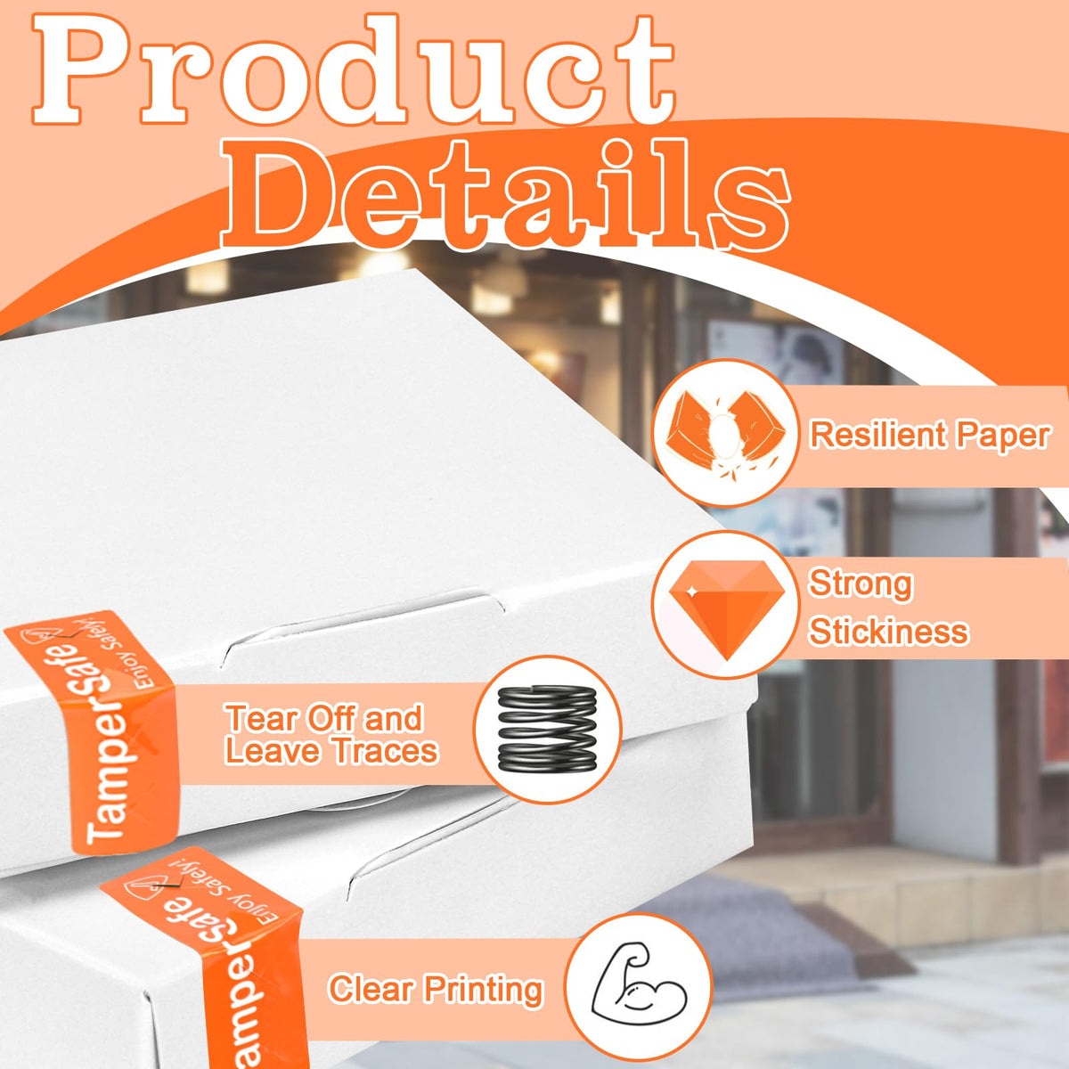 500 Pieces Tamper Evident Label1* 3 Inch Food Delivery Stickers Temper Proof Tape Roll Safe Secure Tamper Evident Seals for Food Container Pizza Boxes (Orange) Orange