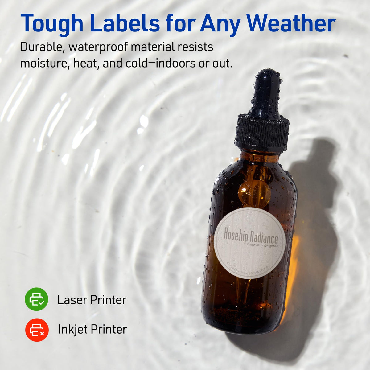 Avery® Outdoor Waterproof Round Labels, Sure Feed® Technology, 1" Diameter, White Film, Print-to-the-Edge, Compatible with Laser Printers, 1200 Labels Total 1200 Count