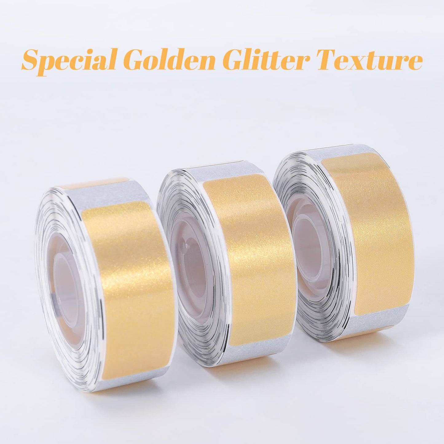 D30 Labels - Gold Glitter Thermal Labels Self-Adhesive Sticker Paper for Home Office Business, Compatible with Memoking/Phomemo D30 Label Maker, 14x40mm/0.55x1.57inch, 3 Rolls