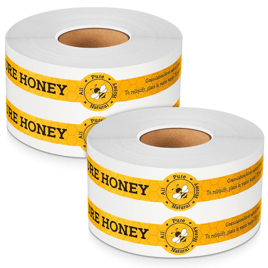 Lincia 1000 Pcs Safe Secure Tamper Proof Stickers for Pure Honey 1 x 9 Inches Tamper Evident Seal Stickers Honey Labels Bee Tape for Bottle Lid Coffee Milk Jars Drink Food Delivery Freshness, 2 Roll