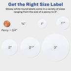 Avery Printable Round Labels with Sure Feed, 2.5" Diameter, Glossy White, 450 Customizable Labels (22830) 450 labels 2.5"