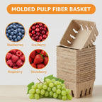 15 Pack Natural Pulp Fiber Berry Basket, Small Vented Produce Baskets