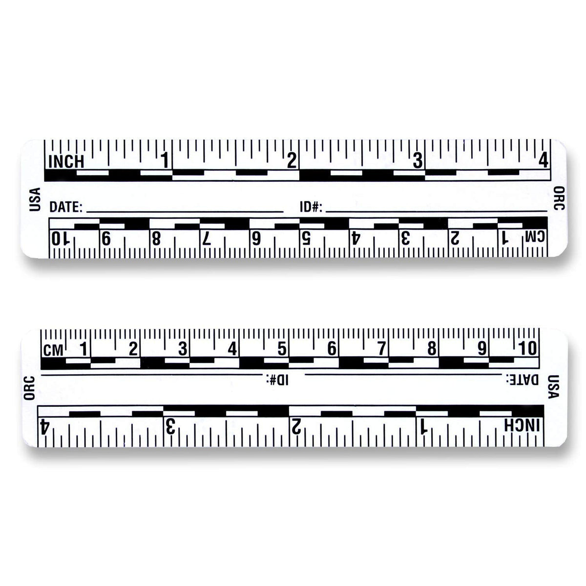 Ruler – Adhesive Backed Decal on a Roll – Fractional/Metric – 4 Inch (10 Centimeter) Long – Left to Right – 200 per Roll – White