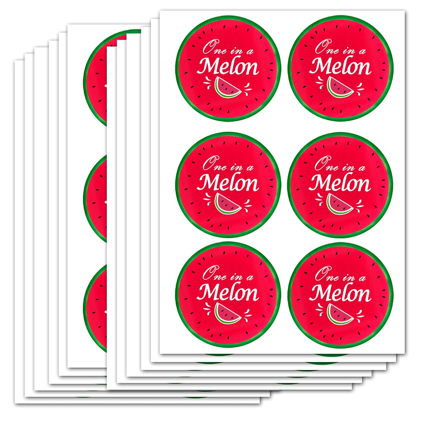 One in a Melon Birthday Party Stickers,2 Inch Watermelon First Birthday Label for Party Favors Decoration,Perfect for Candies Bags,120 Pcs Per Pack