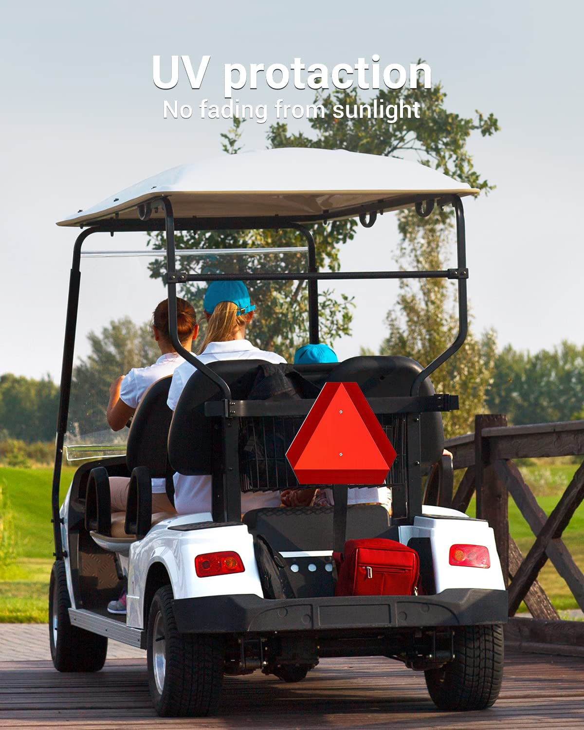 SWEETAPRIL Slow Moving Vehicle Sign, Rust Free Aluminum Slow Moving Vehicle Triangle Signs, 14"X16", 40-Mil Thick Diamond Grade Reflective For Golf Cart, For Golf Cart, Tractor, Utv, Safety Signs Orange-red one-pack