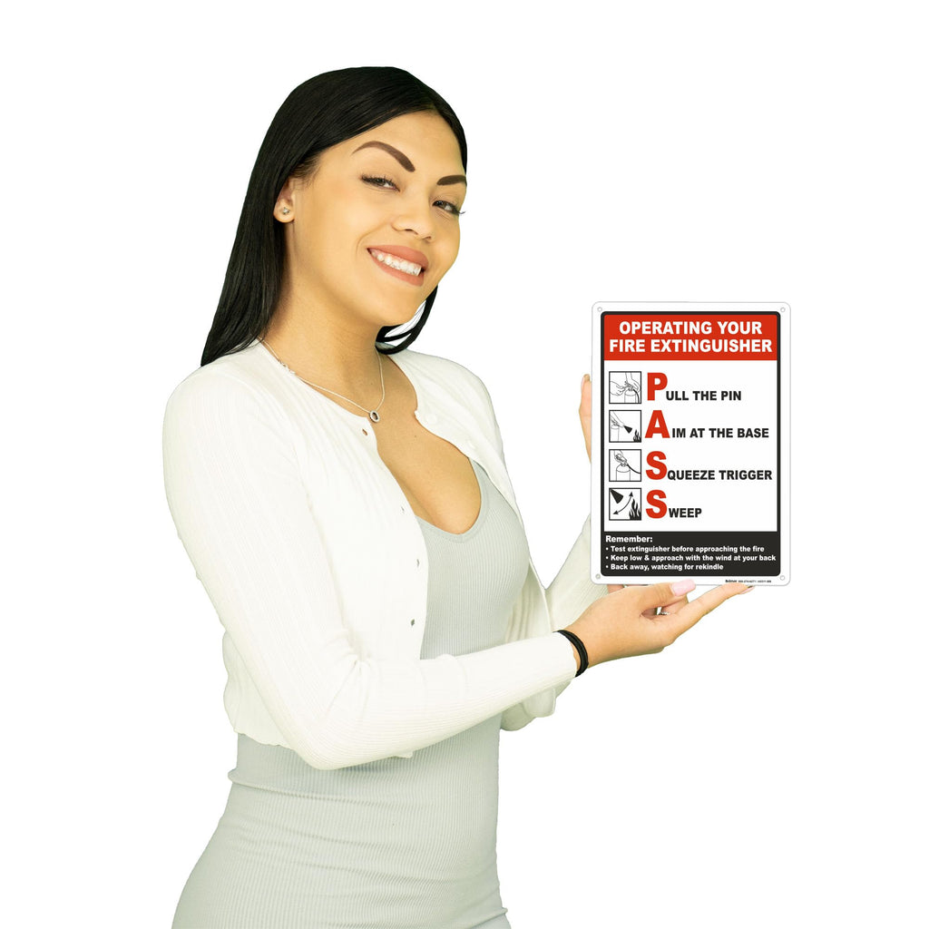 Brimar Operating Your Fire Extinguisher Sign, 7 X 10" Rust-Free Aluminum