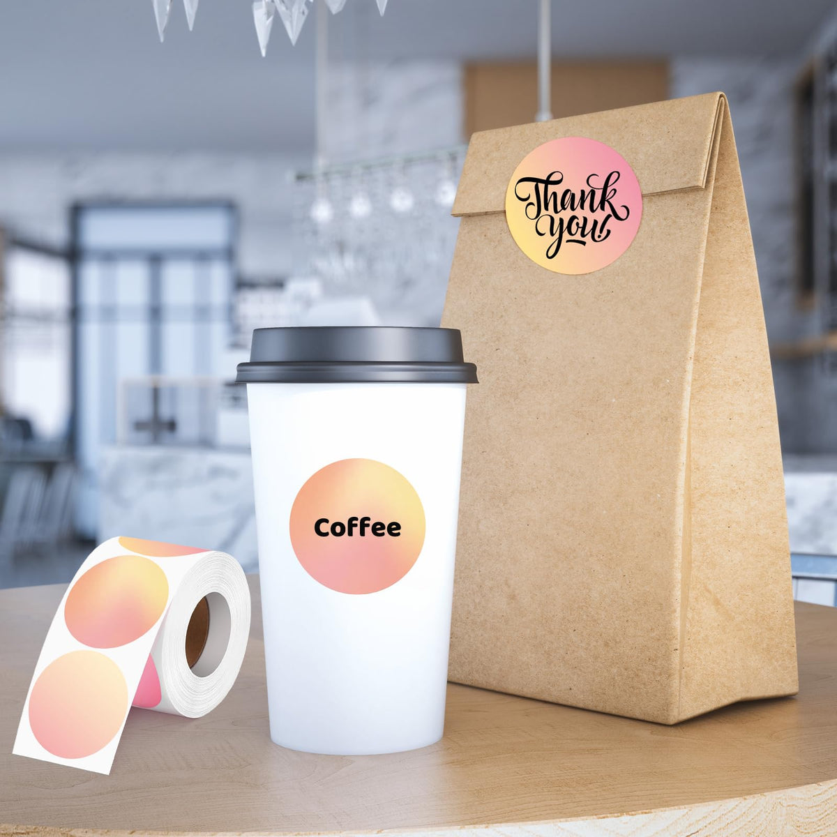 2500 Pcs 2 Inch Round Circle Thermal Sticker Labels for Printer Gradient Color
