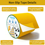 Anti Slip Tape 4" x 30FT, Dark Yellow Heavy Duty Waterproof Non-Slip Safety Traction Grip Tape for Indoor Outdoor Stairs, Steps, Ramps, Walkways and Pool 4 IN