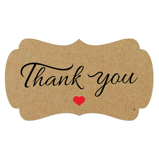 easykart labels 2500 Kraft Thank You Sticker Labels | 2.25" x 1.25" Size | Highly Recommended for Birthdays, Weddings, Bridal Showers and Perfect for Small Business Owners (5 Pack) 2500 Stickers
