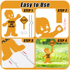 4 Pack Slow Down Kids at Play Signs for Street 16 x 12 Inches Double Sided Children Playing Safety Sign with Metal Stake Neighborhood Street Caution Yard Signs Orange 4