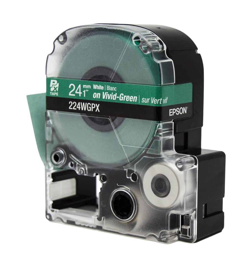 Epson LABELWORKS 224WGPX Label Tape - White on Green - 1" (24mm), 30ft