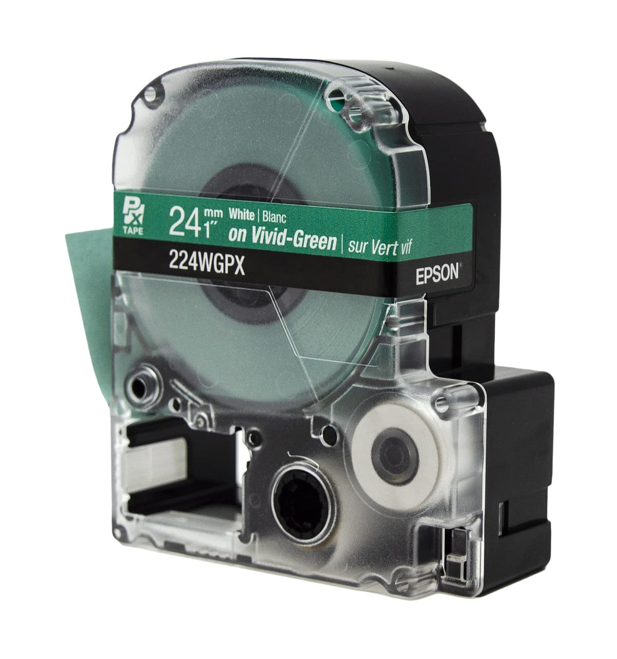 Epson LABELWORKS 224WGPX Label Tape - White on Green - 1" (24mm), 30ft