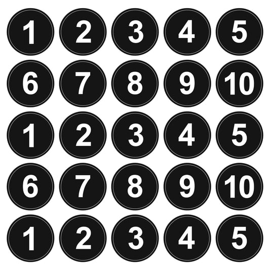 40 PCS Self-Adhesive Number Stickers 1.6 in Black Vinyl - Small Round Removable Labels for Inventory Storage (1-10)
