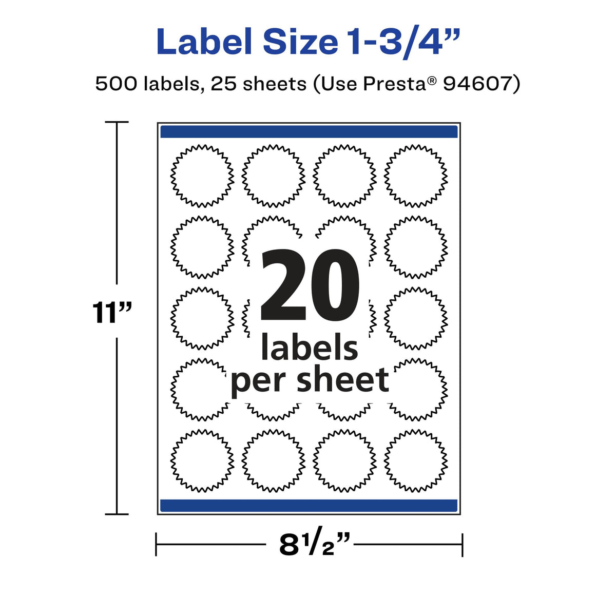 Avery® Glossy Clear Starburst Labels, Sure Feed® Technology, 1.75", 500 Glossy Clear Labels, Print-to-The-Edge, Laser/Inkjet Printable 500 labels
