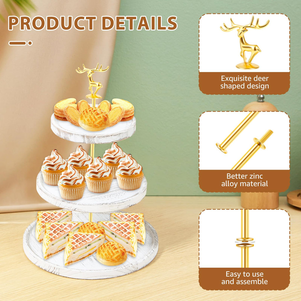 4 Groups Cake Stand Hardware Kits, Zinc Alloy Deer Style Cake Plate Stand, Fitting Smooth Surface Cupcake Holder Hardware Handle for Tea Party