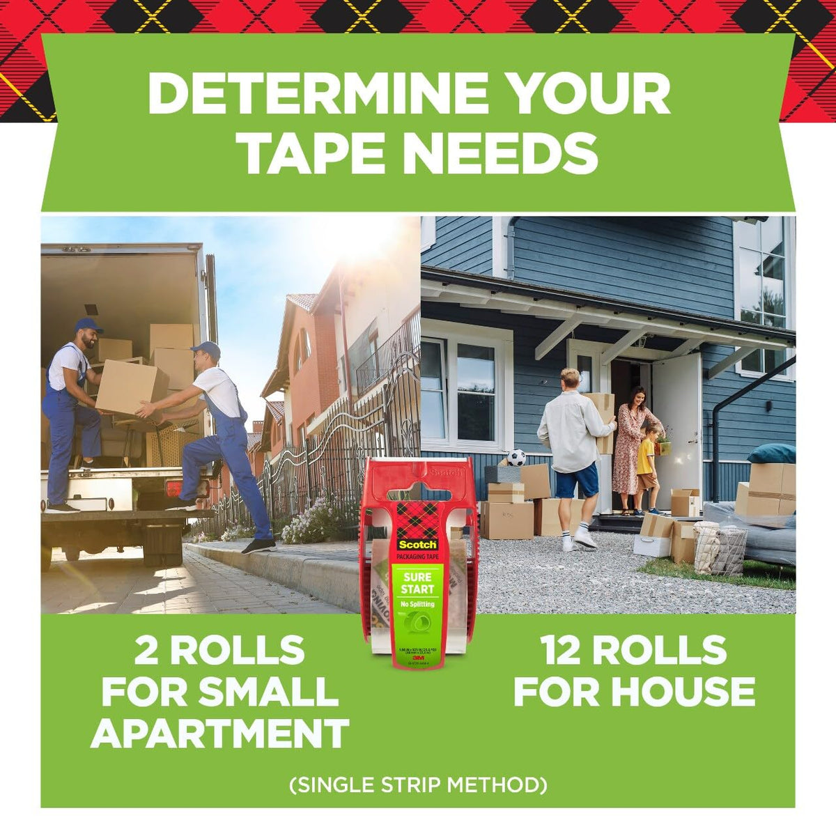 Scotch Sure Start Packing Tape 6-Pack, 1.88″ x 25 yd Rolls – Quiet Easy Unwind, Strong Seal for Shipping & Moving Boxes, No Splitting or Tearing, Clear Adhesive Tape Refill for Packing/Mailing
