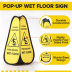 Sabary 6 Pcs 24 Inches Pop up Wet Floor Sign Yellow 4-sided Foldable Bilingual Caution Wet Floor Sign Safety Warnings Caution Cone for Commercial Office Stores Grocery Restaurant Indoors & Outdoors