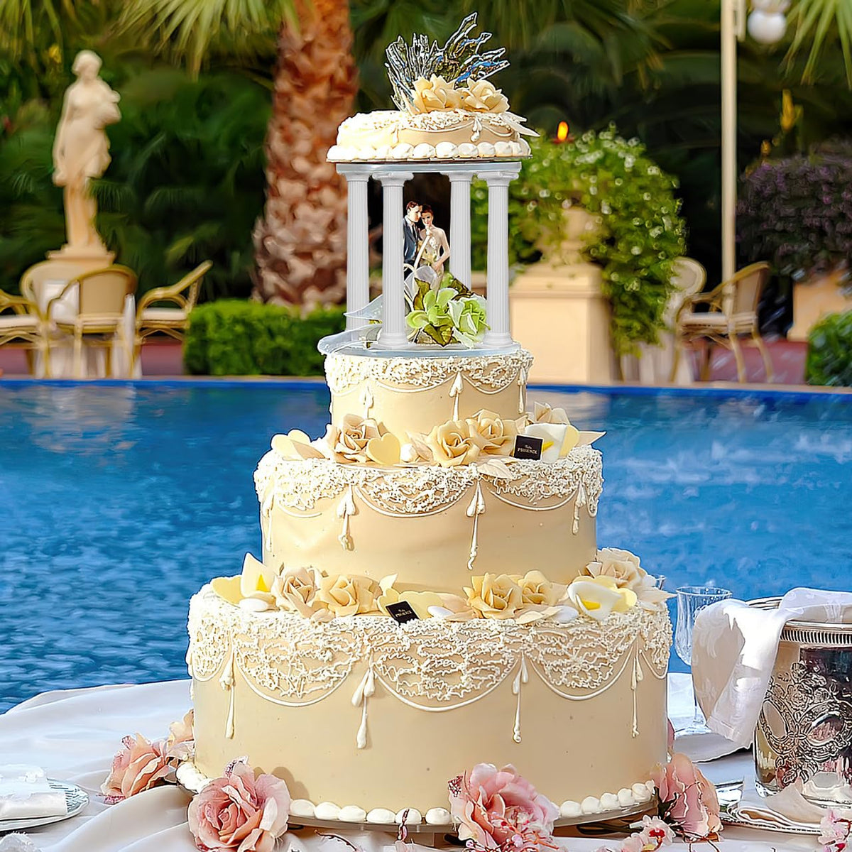 VOSAREA 8pcs 7-Inch Roman Column Cake Pillars Set for Wedding and Birthday Cakes - Plastic Tiered Cake Stand Supports Elegant Decoration Accessories