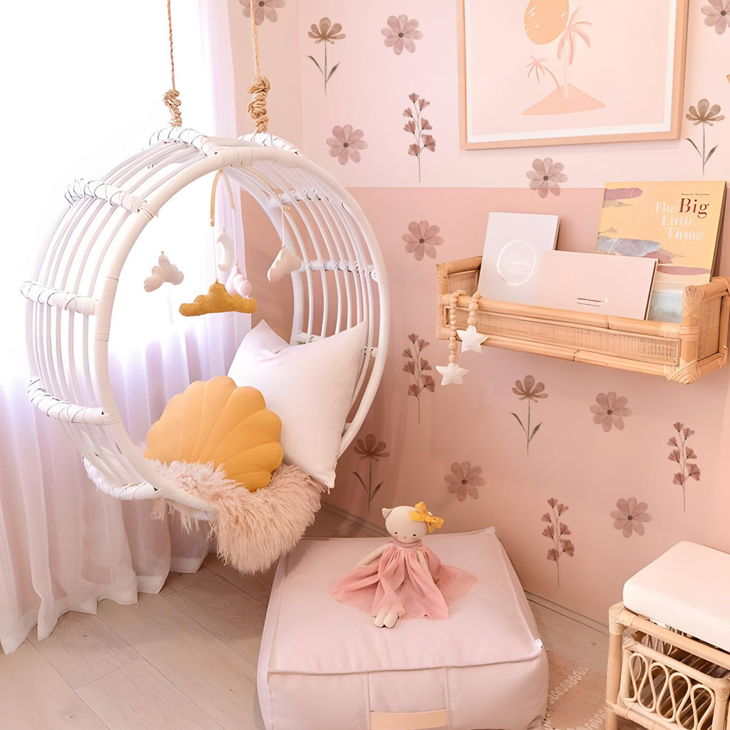 YouRfocus Boho Daisy Flower Wall Decals for Girls Room, Peel and Stick Boho Daisy-pink B 12 Sheets