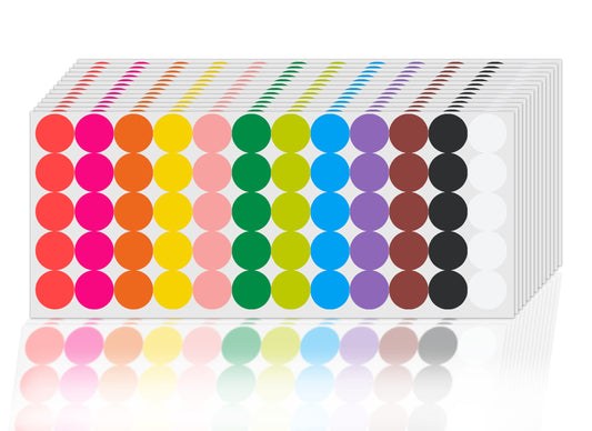 1800 PCS 3/4 Inch Round Circle Dot Stickers，12 Assorted Colors Colorful Coding Label Sticker for Organizing,Office，Coloring,Marking.