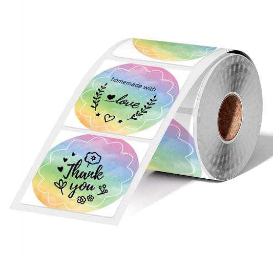 2'' Round Thermal Labels, 500pcs Circle Thermal Printer Labels, Multi-Purpose Thermal Stickers for DIY Logo Design, Name/Price Tag, Address, QR Code, 2x2, 500Pcs/Roll, TD Purple