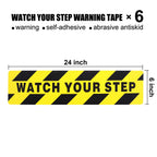 Boao 6 Pieces Watch Your Step Floor Stickers Anti Slip Abrasive Safety