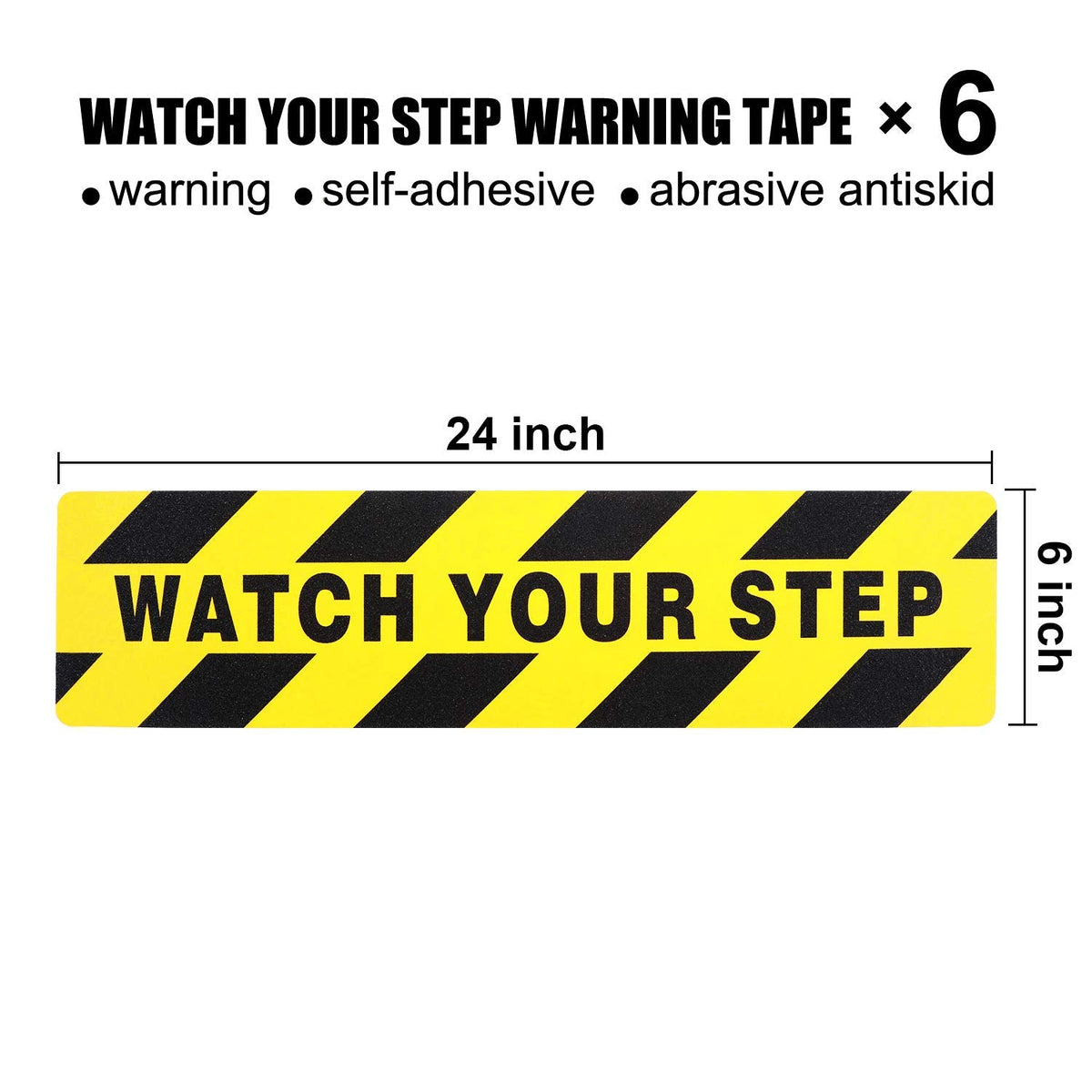 Boao 6 Pieces Watch Your Step Floor Stickers Anti Slip Abrasive Safety