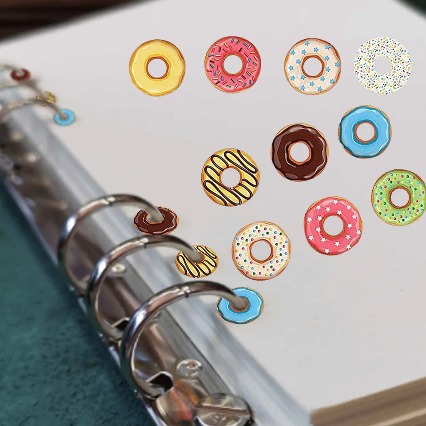 Hole Label Loose-Leaf Paper Hole Reinforcement Stickers Assorted Donut Designs 0.25 inch Binder Hole Reinforcements Labels for School, Home and Office Hole-Punched Pages 2000 Pcs