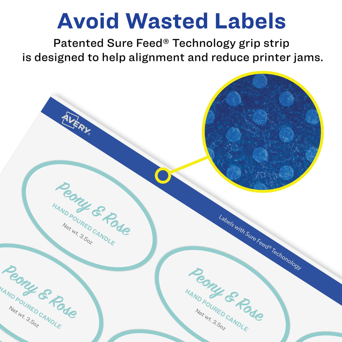 Avery® Glossy Clear Oval Labels, Sure Feed® Technology, 1" x 2", 240 Glossy Clear Labels, Print-to-The-Edge, Laser/Inkjet Printable 240 labels
