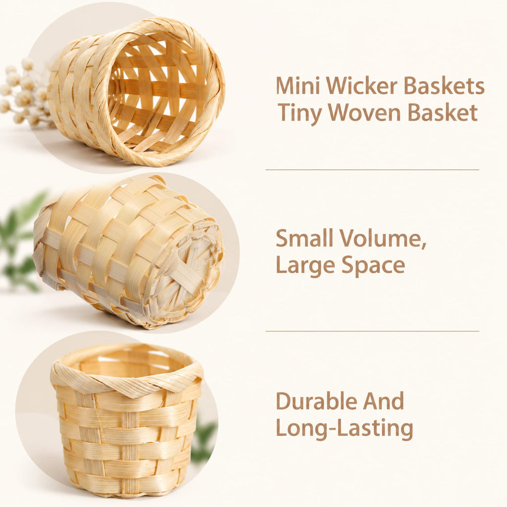 12 Pcs Mini Baskets for Crafts 2.4 x 3 Inch Basket Desktop Clutter
