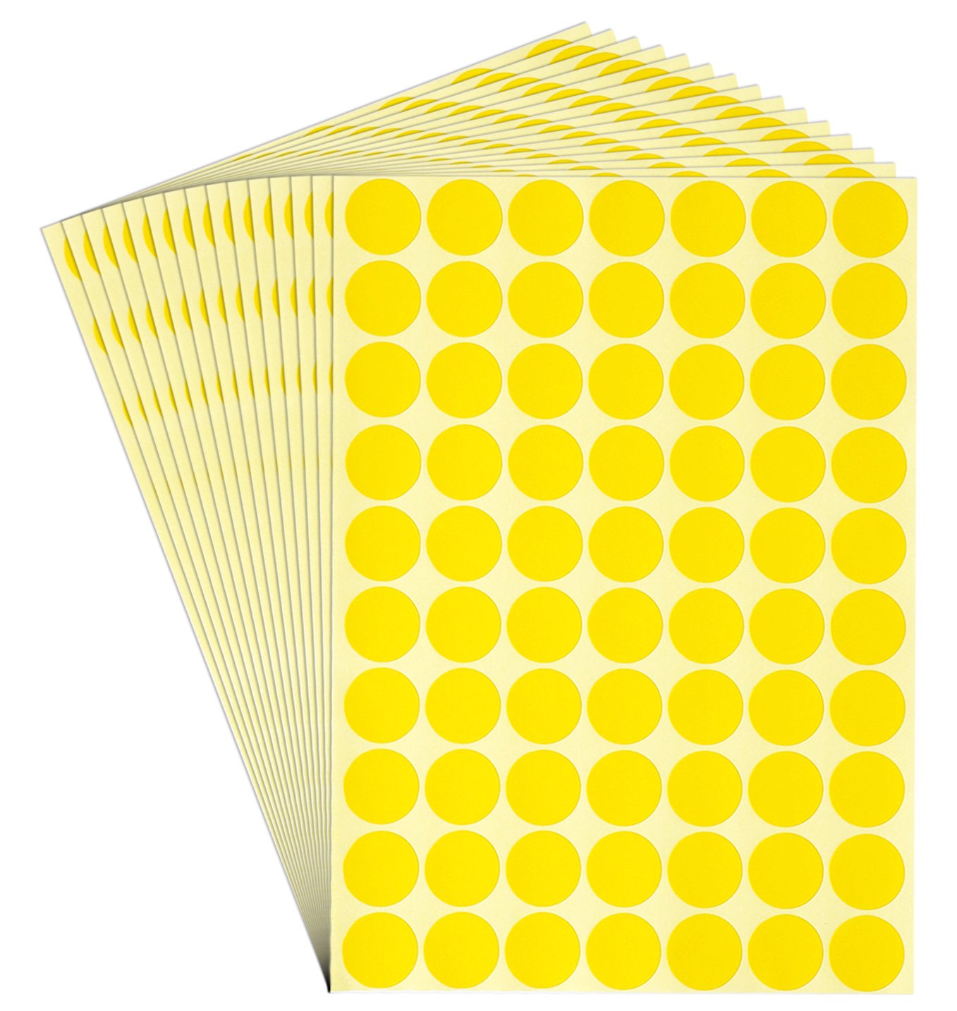 dealzEpic - Round Yellow Color Dot Stickers - Self Adhesive Peel and Stick Paper Label | Inventory/Storage Organizing/Planning Tool - Pack of 15 Sheets
