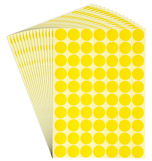 dealzEpic - Round Yellow Color Dot Stickers - Self Adhesive Peel and Stick Paper Label | Inventory/Storage Organizing/Planning Tool - Pack of 15 Sheets