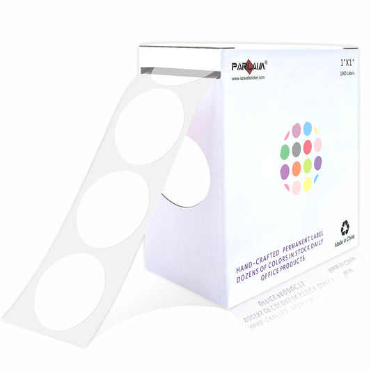 PARLAIM 1" White Round Color Coding Circle Dot Labels on a Roll, 1000 Stickers, 1 inch Diameter 1 Roll-1000PCS