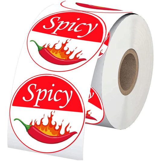 Fluorescent Spicy Stickers Grocery Store Food Warning Spicy Labels Adhesive Sticker for Food Warning 1.5 Inch Foods Rotation Labels Hot Stickers -500/Roll Hots Label Hot Sauce Red 1.5inch