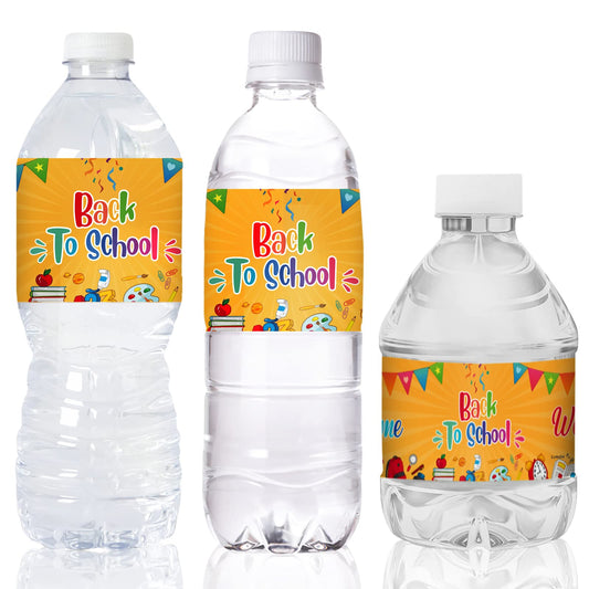 WaaHome Welcome Back to School Water Bottle Labels Decorations, 24pcs Waterproof Bottle Labels Stickers for Back to School Party Favors Supplies, Teacher Supplies for Kindergarten Preschool Elementary Back to School-1