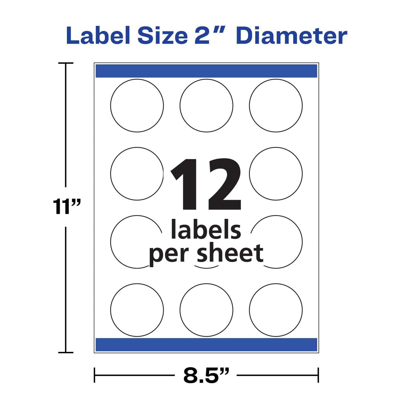 Avery® Easy Peel® TrueBlock® Print-To-The-Edge Inkjet/Laser Labels, Round, 22807, 2" Diameter, White, Pack Of 120 120 labels 2" Glossy White