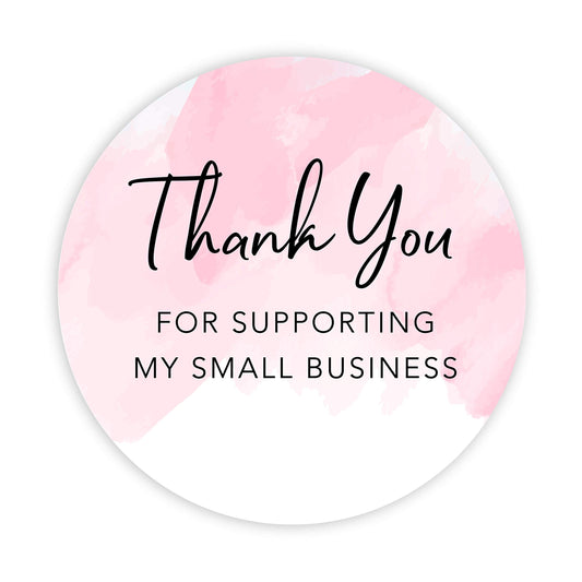 Andaz Press Round Small Business Sticker Labels, 120-Pack, Watercolor Pink Thank You Stickers Watercolor My Small Business