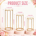 3Pcs Cylinder Stands for Party With 50 Balloons, Gold Cylinder Pedestal Stand, Cilindros para Fiestas Cake pedestal Stand Metal Round Display Plant Stand Tables for Weddings Birthday Decorations