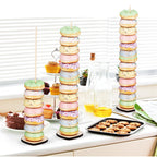 BESTYASH Wooden Donut Display Stand 15 Bases and 15 Rods Dessert Table